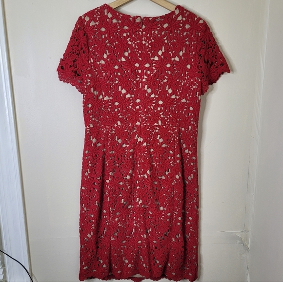 Talbots Red Floral Lace Sheath Dress Women's Size 8 NWT Elegant Quiet Luxury - Picture 8 of 10